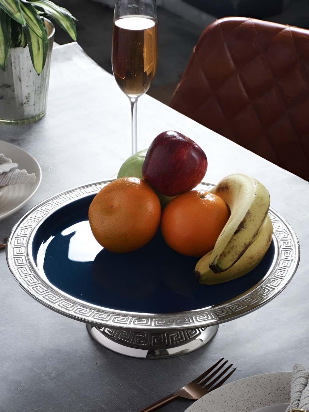 

Decor de Maison Blue & Silver-Toned Metal Versace Design Cake Stand