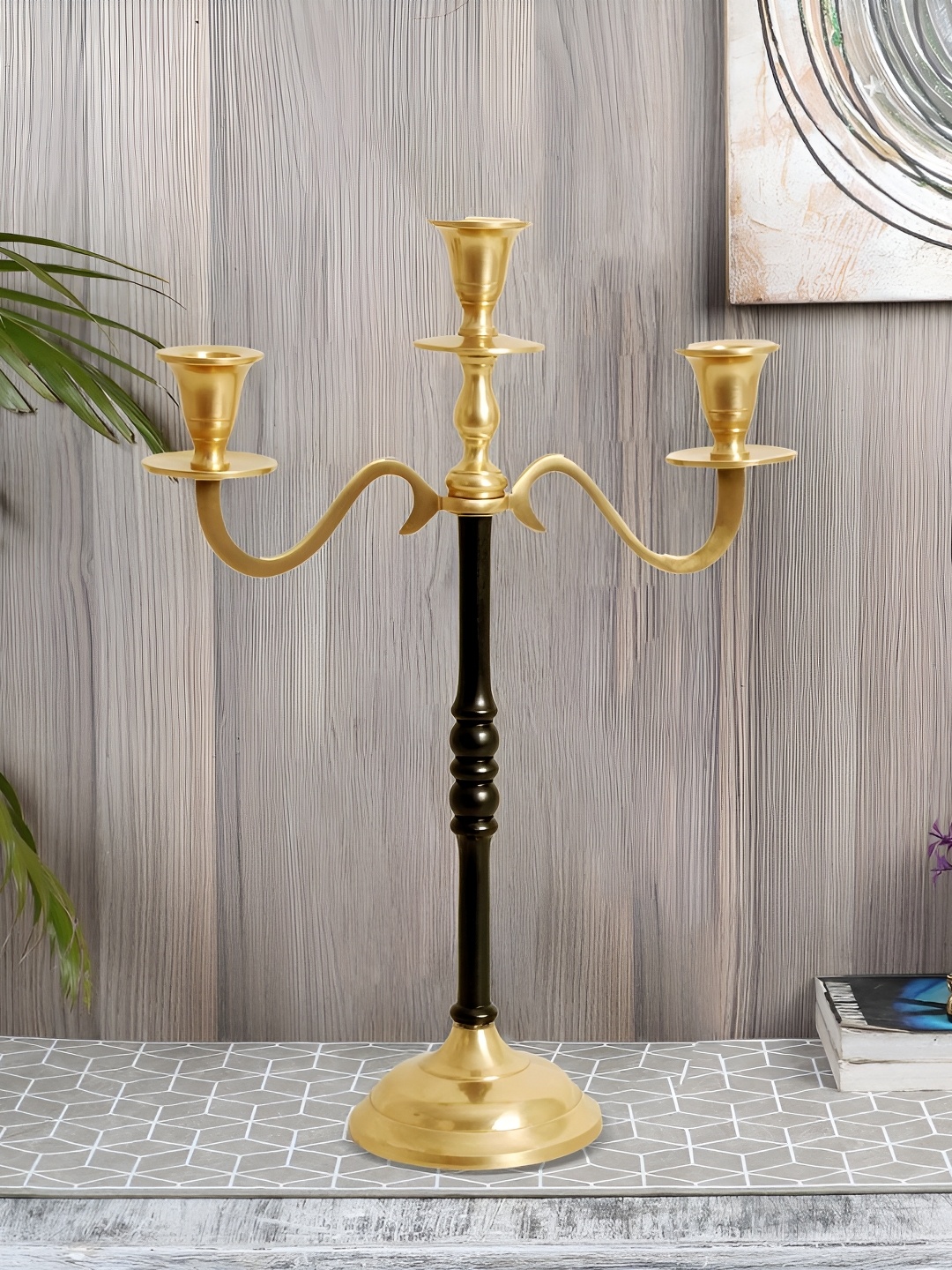 

Decor de Maison Black & Gold Toned Textured Candle Holder