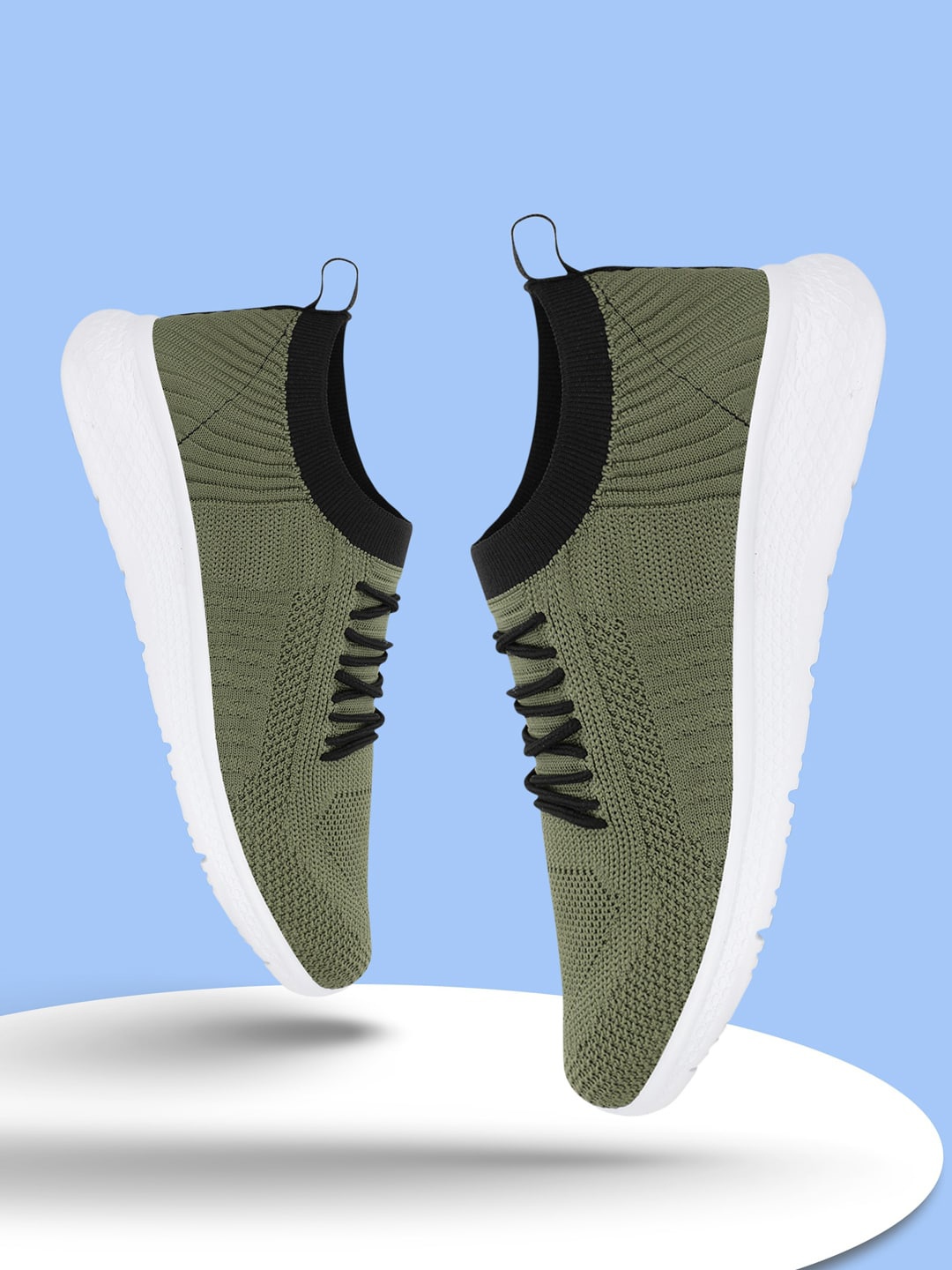

SPRENGE Men Woven Design Textile Lightweight Comfort Insole Sneakers, Olive