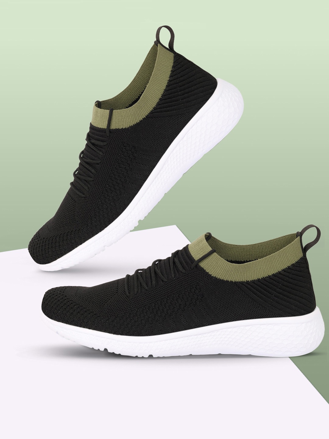 

SPRENGE Men Woven Design Textile Lightweight Comfort Insole Sneakers, Olive