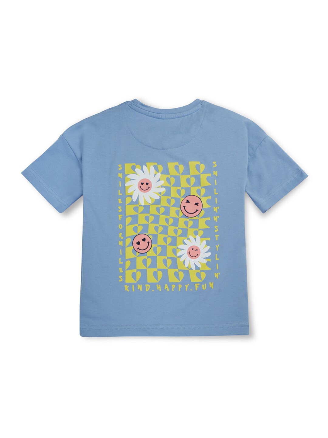 

Gini and Jony Girls Floral Printed Cotton T-Shirt, Blue