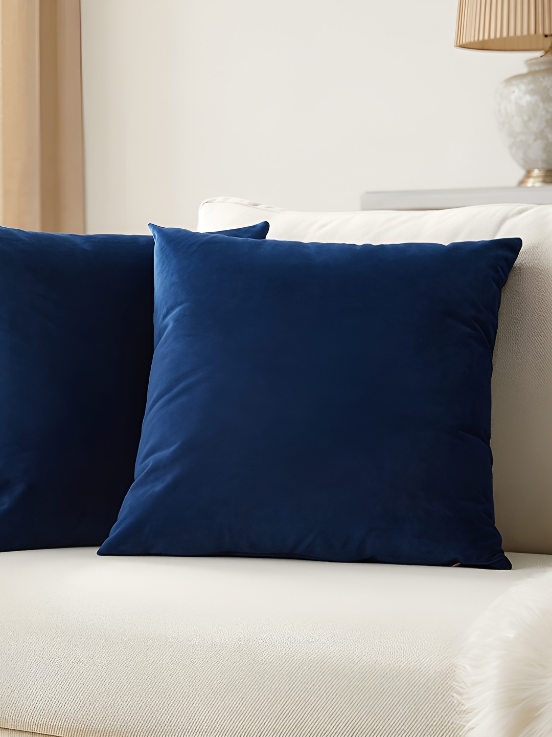 

stuffique Blue 2 Pieces Velvet Square Cushion Covers