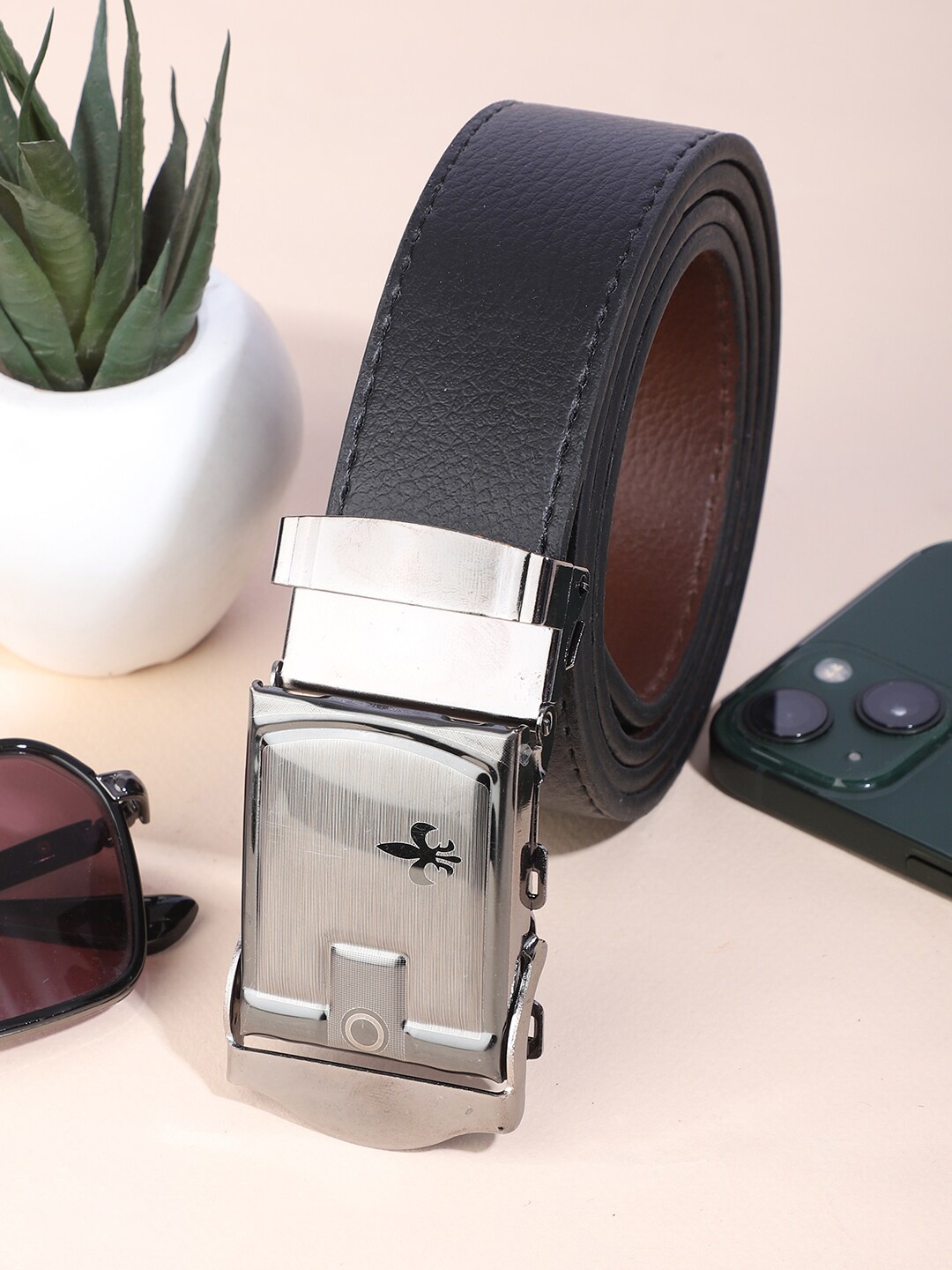 

WINSOME DEAL Men Wide PU Formal Belt, Black