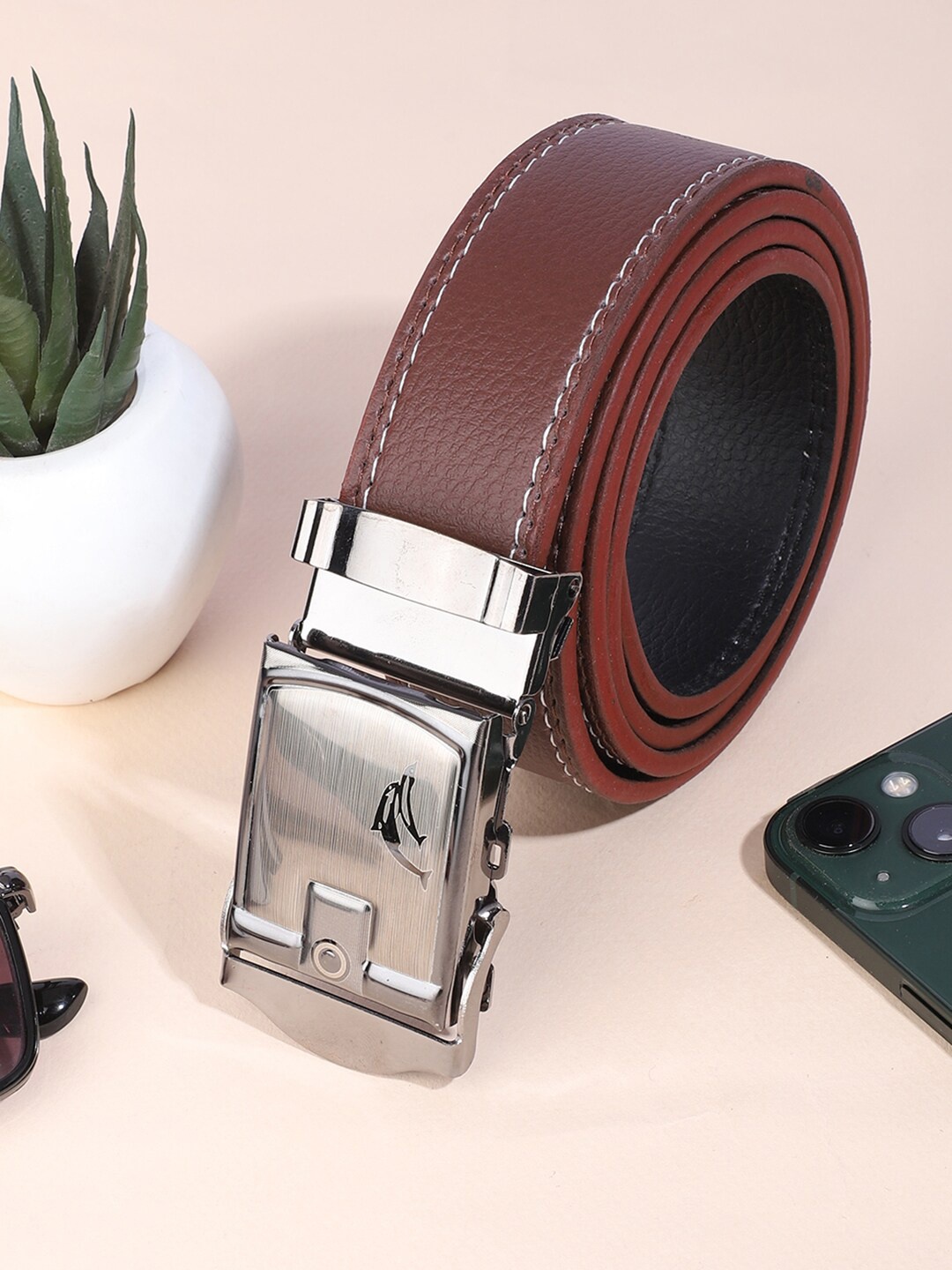

WINSOME DEAL Men Wide Formal Belt, Brown