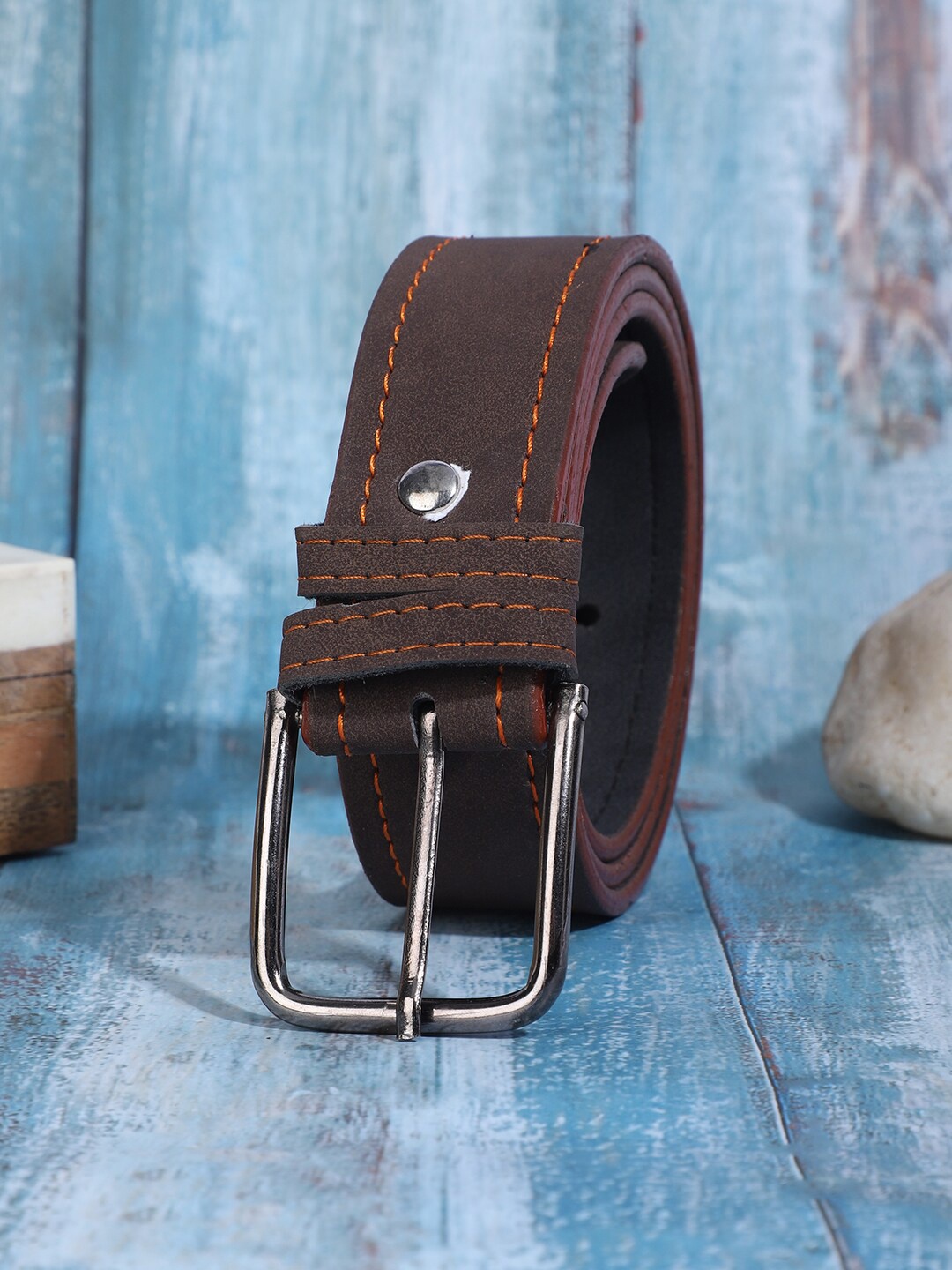 

WINSOME DEAL Men Wide PU Formal Belt, Brown