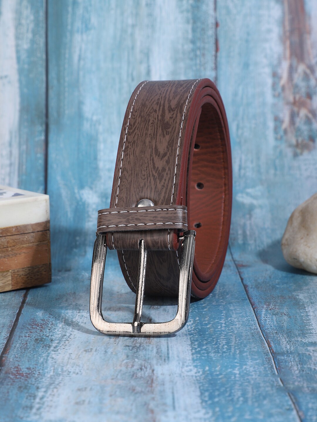 

WINSOME DEAL Men Printed PU Formal Belt, Brown