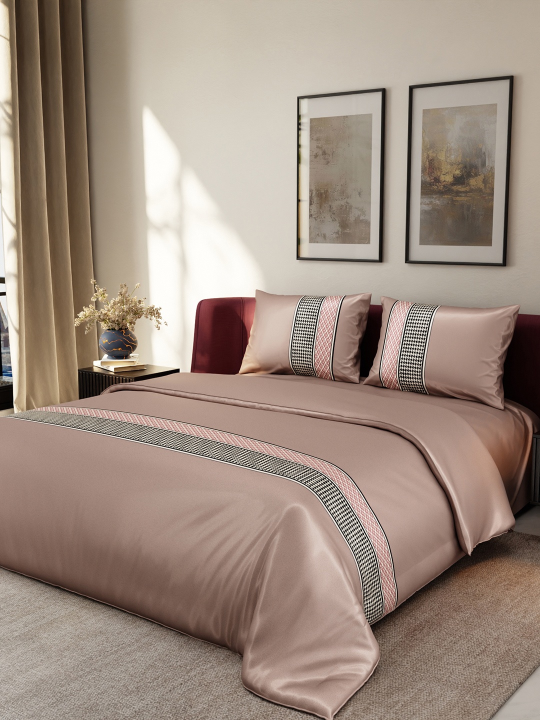 

Stoa Paris Beige AC Room 150 GSM Double Bed Satin Comforter with 2 Pillow Covers