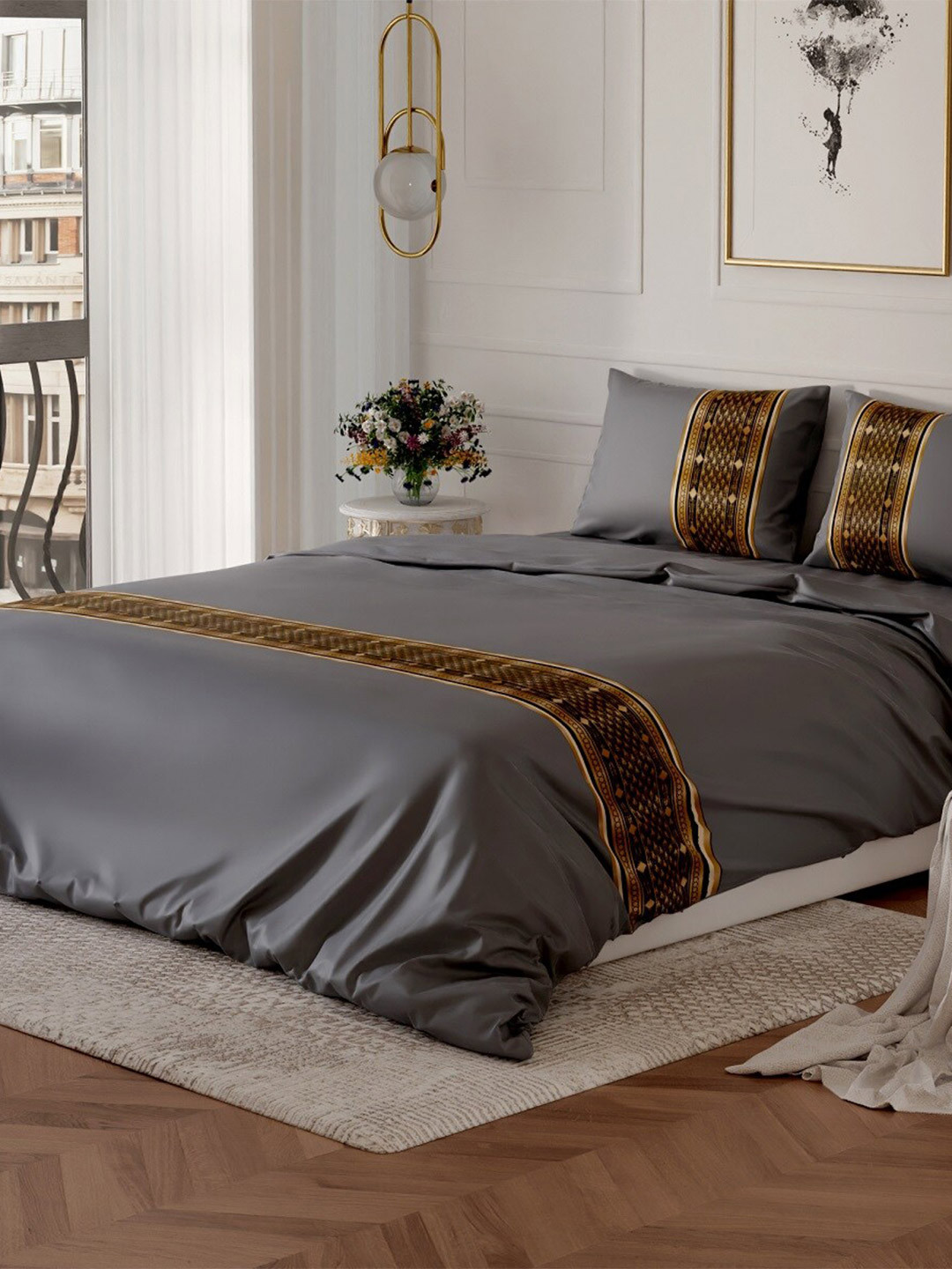 

Stoa Paris Grey AC Room 150 GSM Double Bed Comforter with 2 Pillow Covers