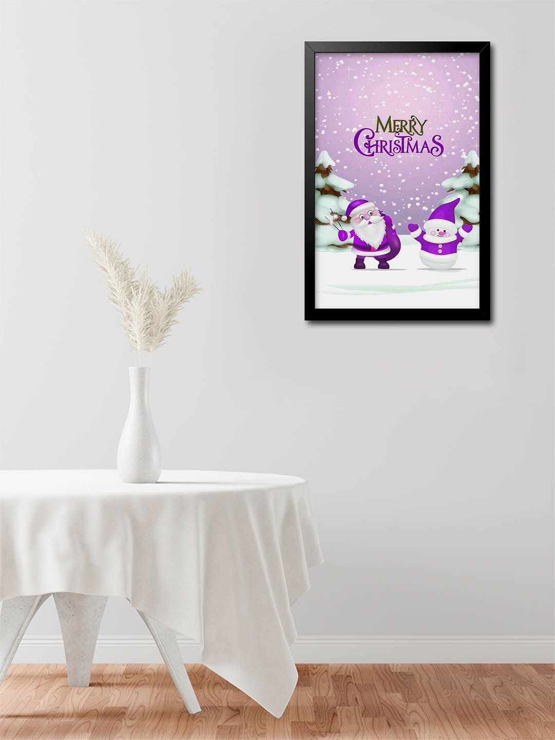 

999Store Purple & White Snowman Santa Wall Art