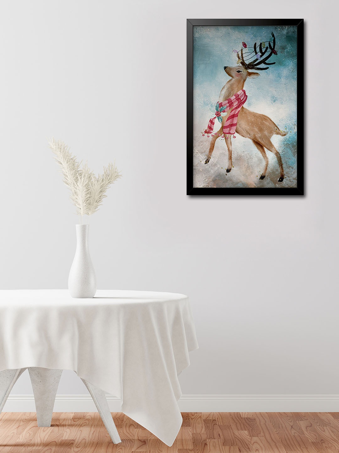 

999Store Blue & Black Christmas Deer Modern Art Painting Wall Art