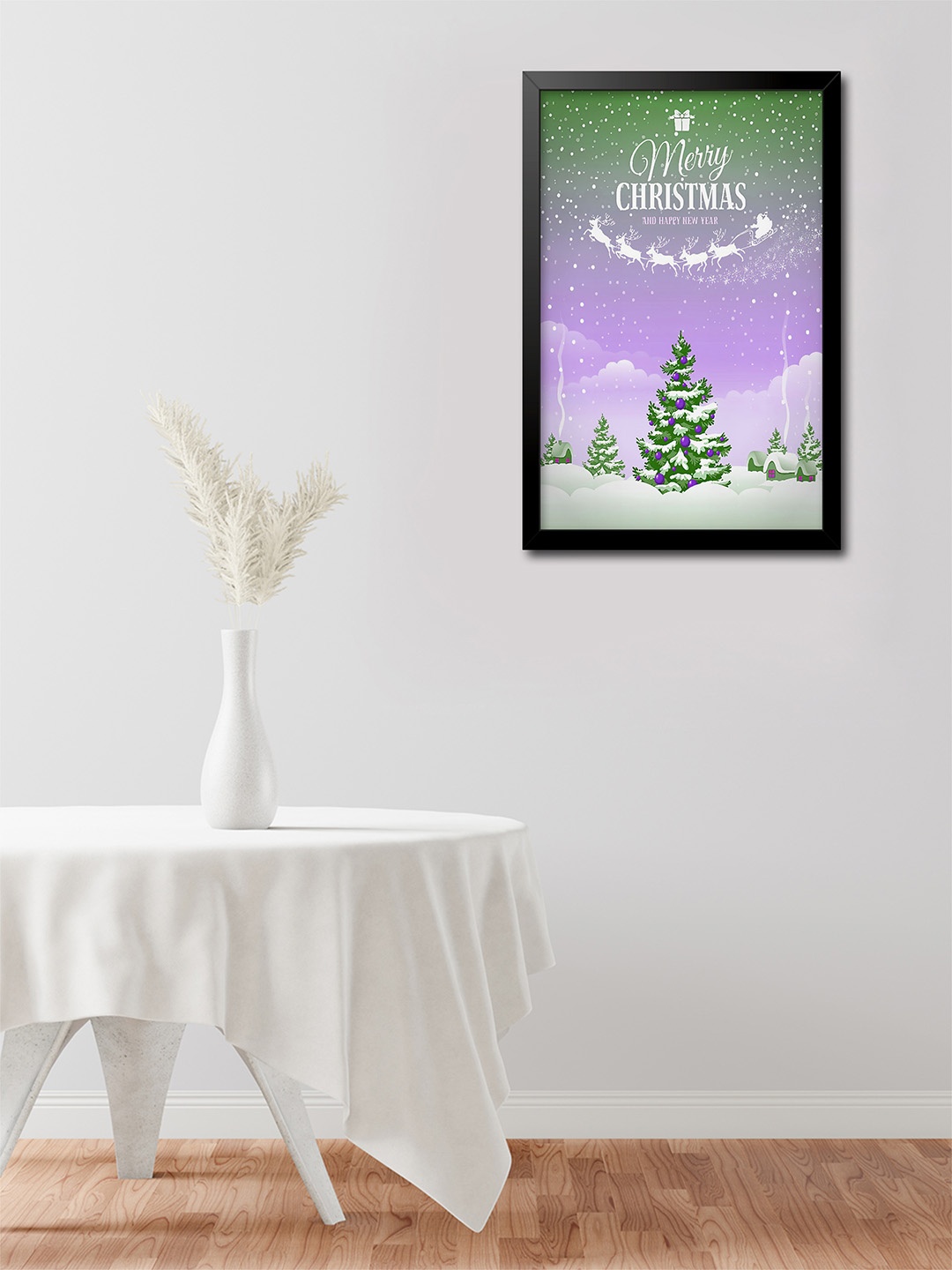 

999Store Green & Purple Christmas Tree Modern Art Painting Wall Art
