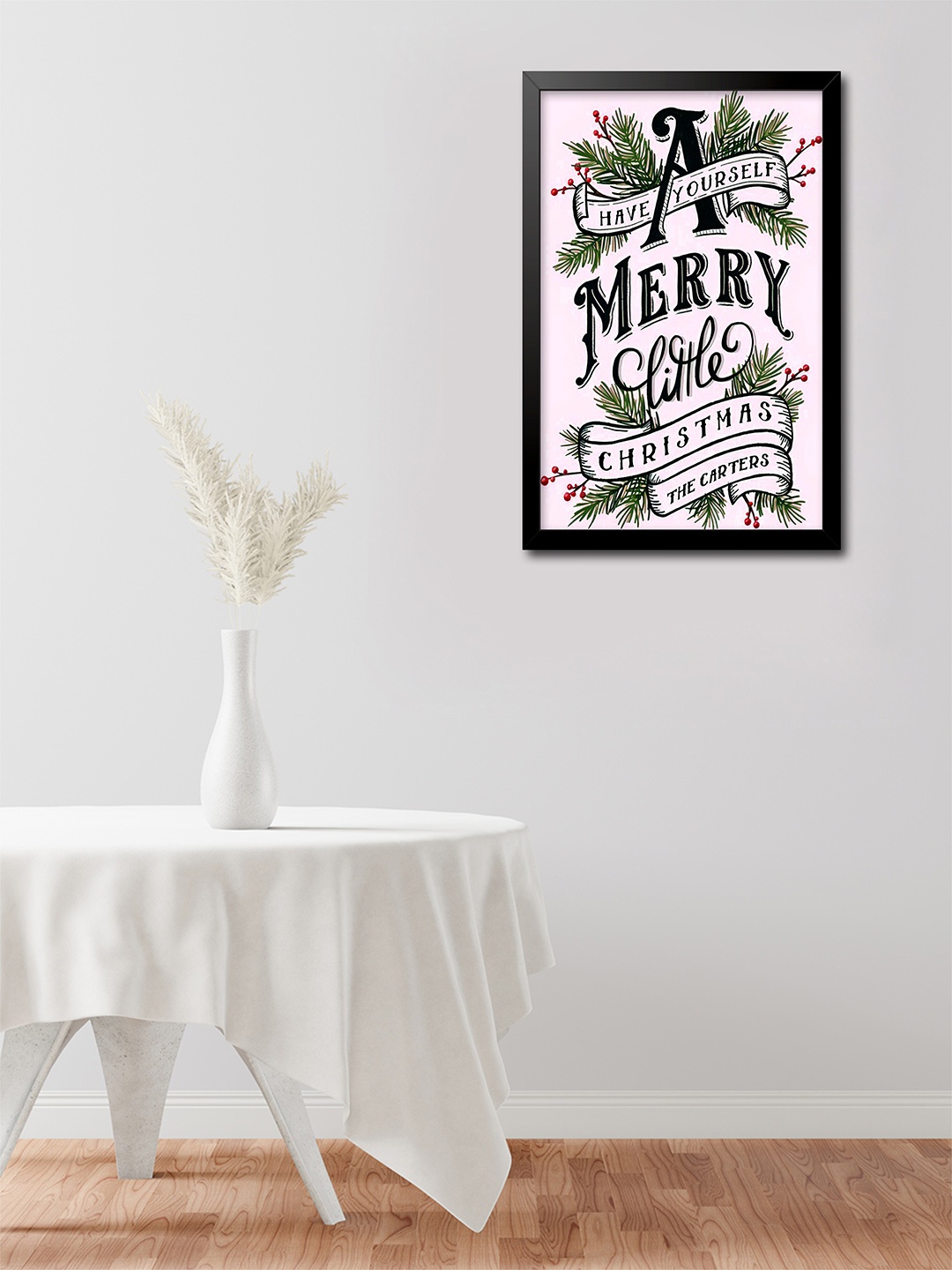 

999Store Light Pink & Green Merry Christmas Modern Art Painting Wall Art