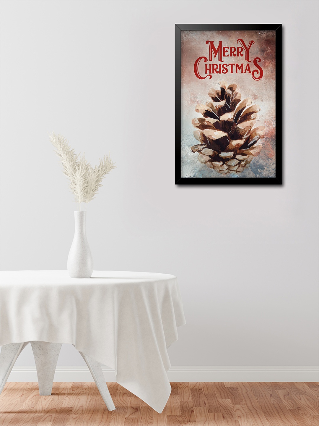 

999Store Brown Black Merry Christmas With Pinecone Modern Art Wall Painting