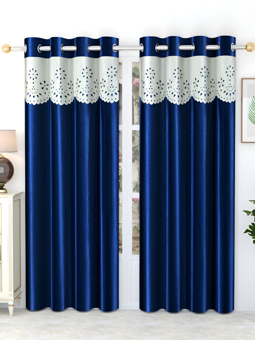 

LAFIONA Navy Blue 2 Pieces Room Darkening Door Curtains