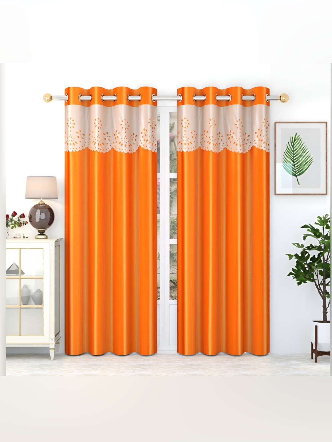 

LAFIONA Orange 2 Pieces Room Darkening Door Curtains