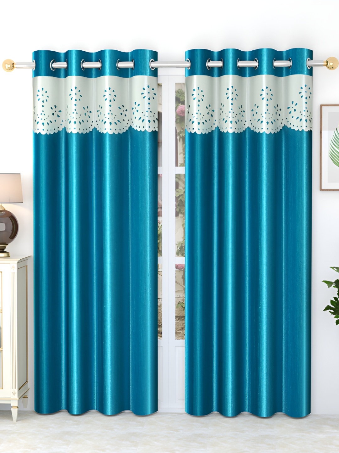 

LAFIONA Aqua 2 Pieces Room Darkening Door Curtains, Blue