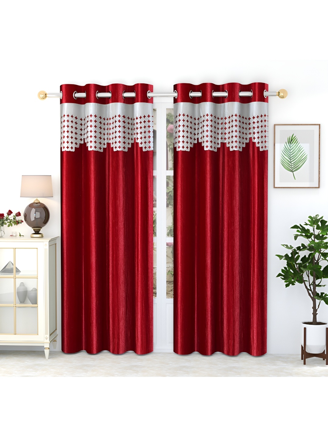 

LAFIONA Maroom 2 Pieces Room Darkening Door Curtains, Maroon