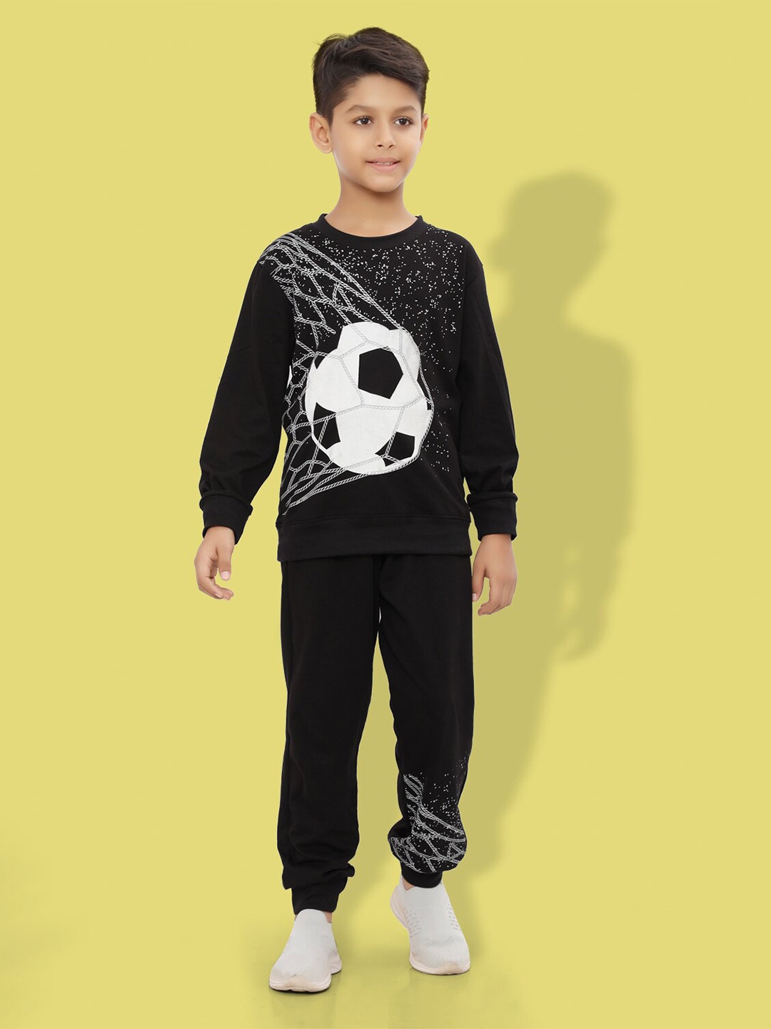 

Ninos Dreams Boys Printed Pure Cotton T-shirt with Pyjamas, Black