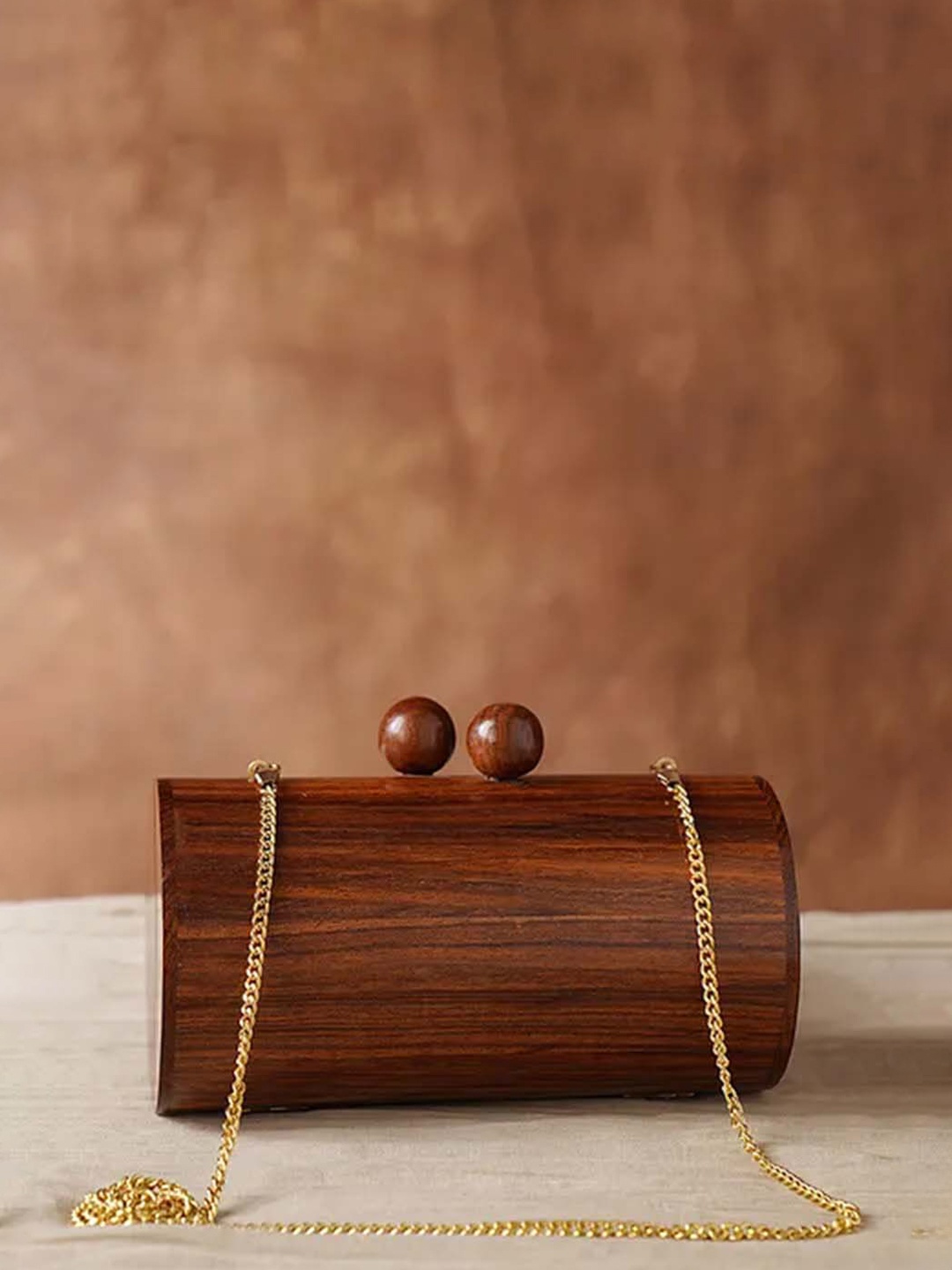 

Jalwa Art Solid Box Clutch, Brown
