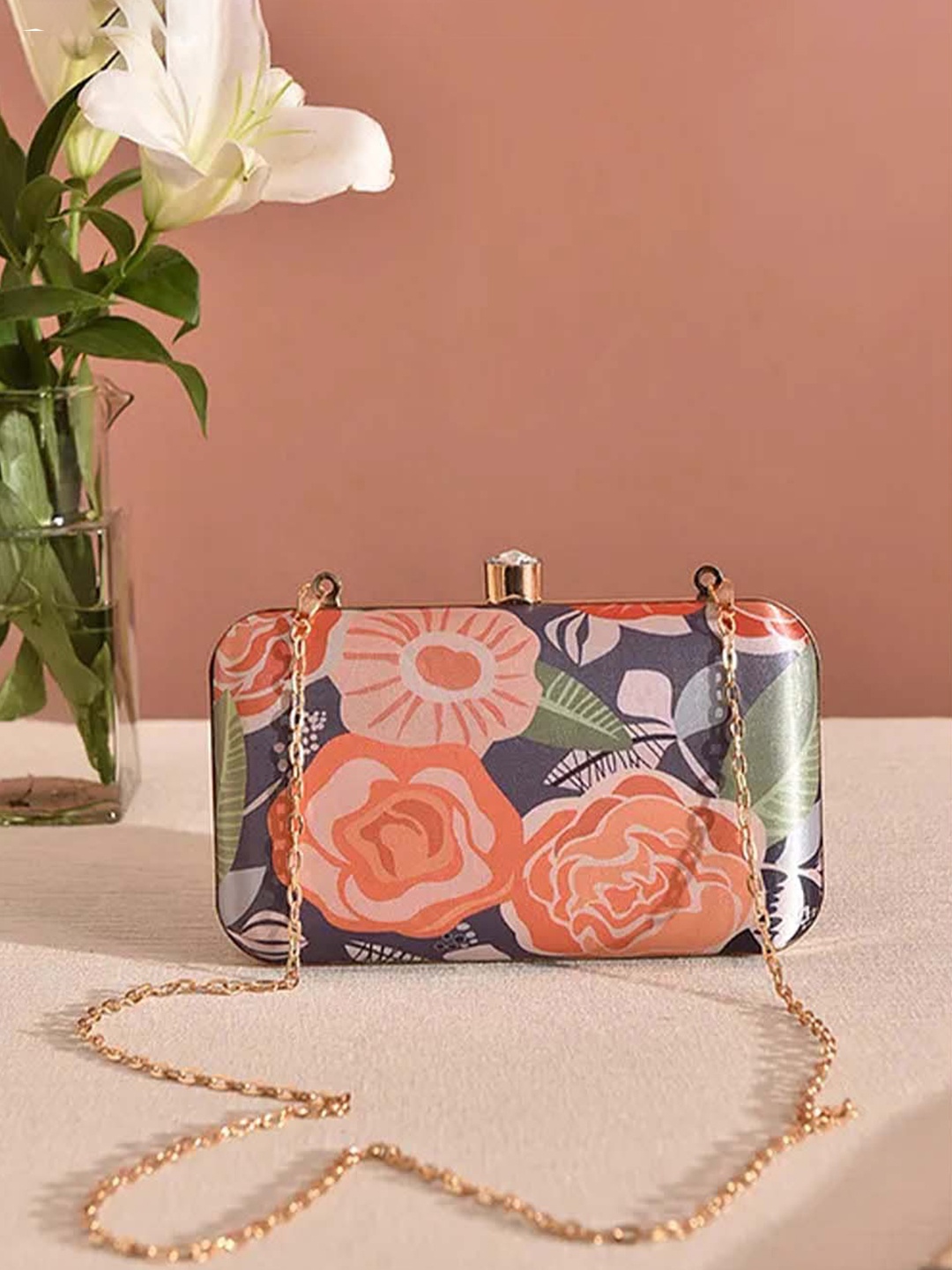 

Jalwa Art Printed Box Clutch, Grey