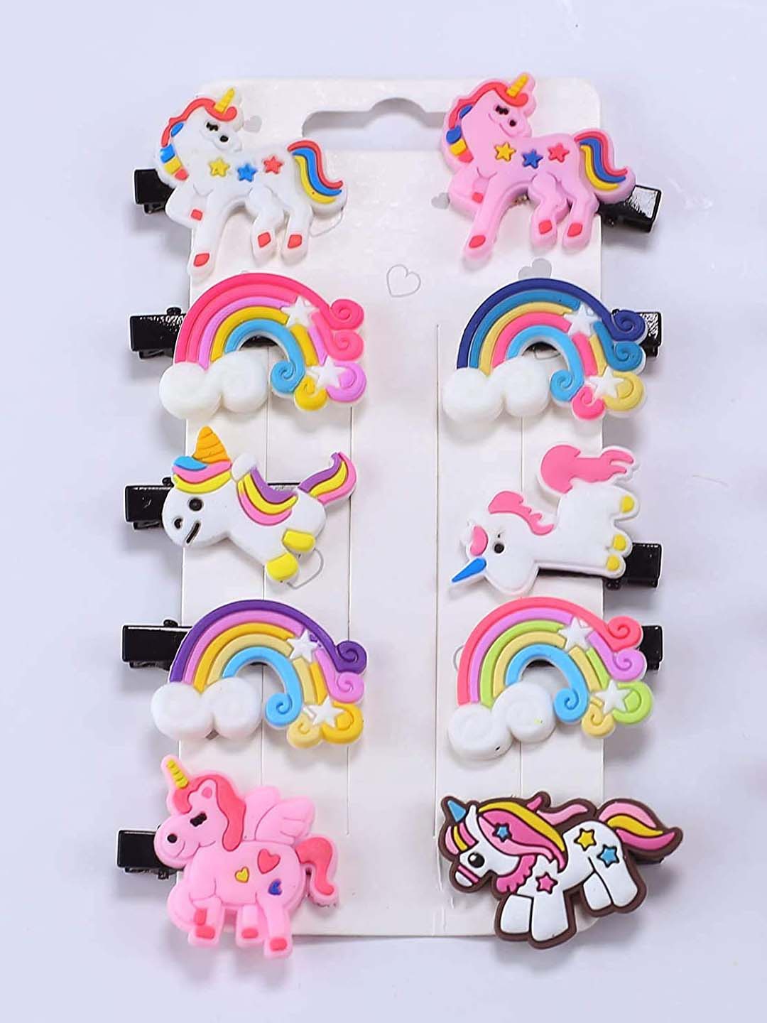 

OOMPH Girls Set Of 10 Embellished Alligator Pins, Pink