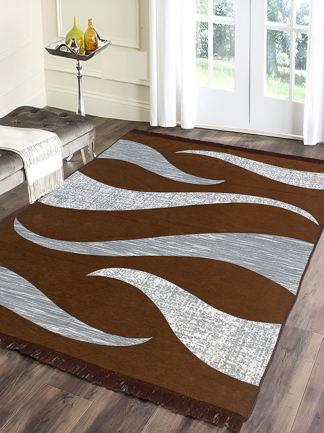 

Sparrow world Mustard & Grey Abstract Printed Carpet