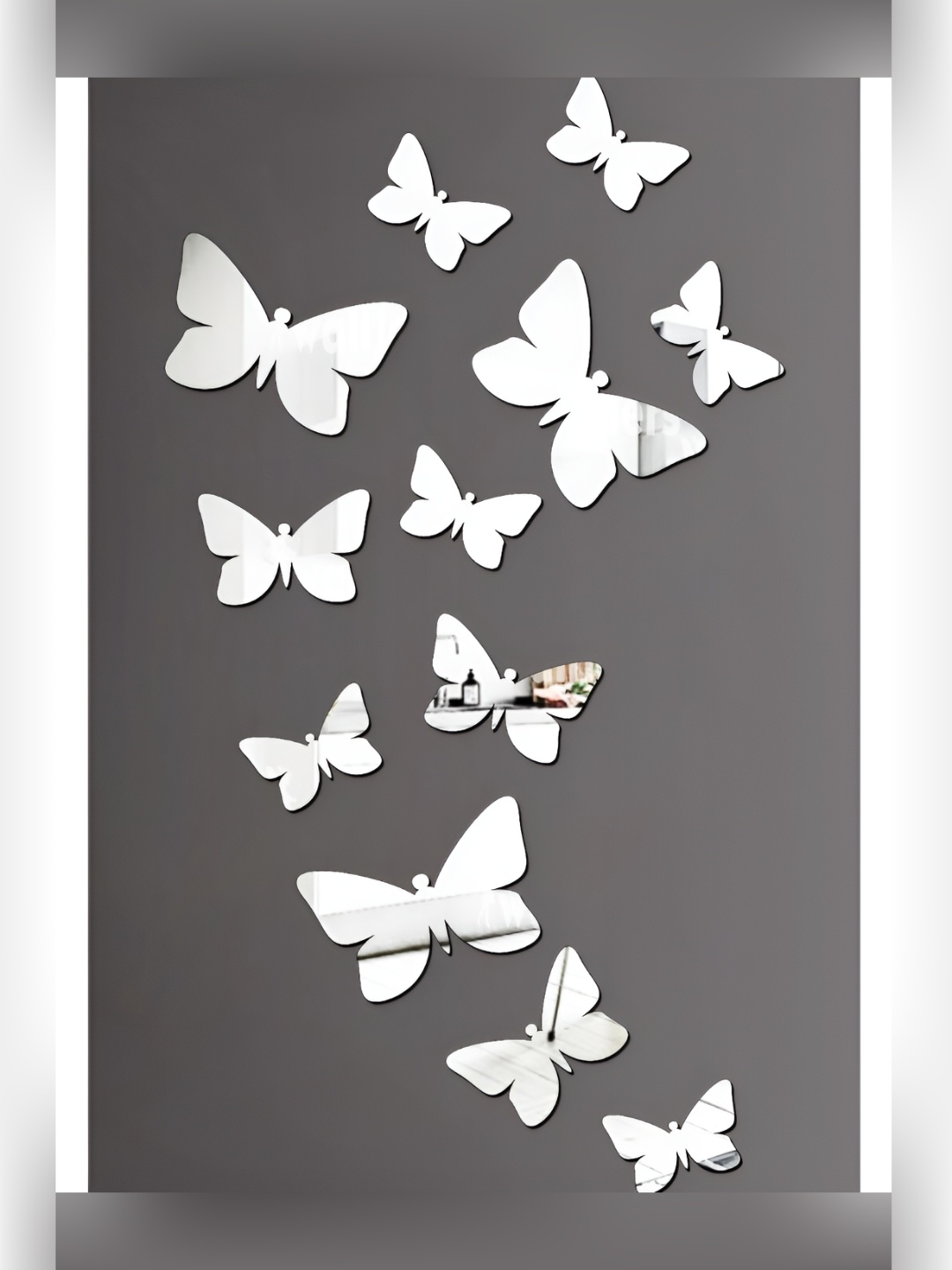 

Wall1ders Silver Toned 12 Pieces Butterfly Acrylic Mirror Wall Stickers