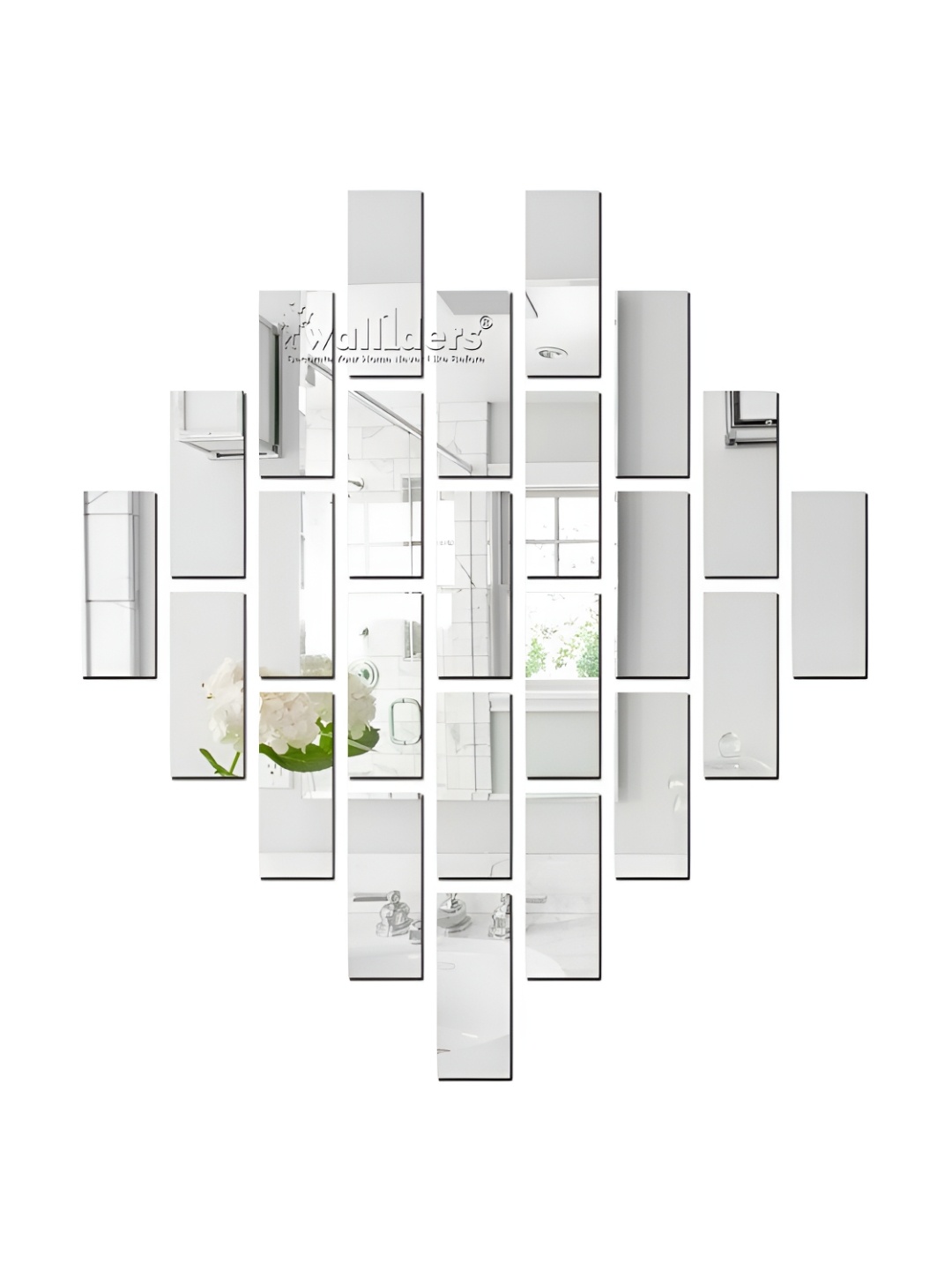 

Wall1ders Silver Toned Rectangle Acrylic Mirror Wall Stickers