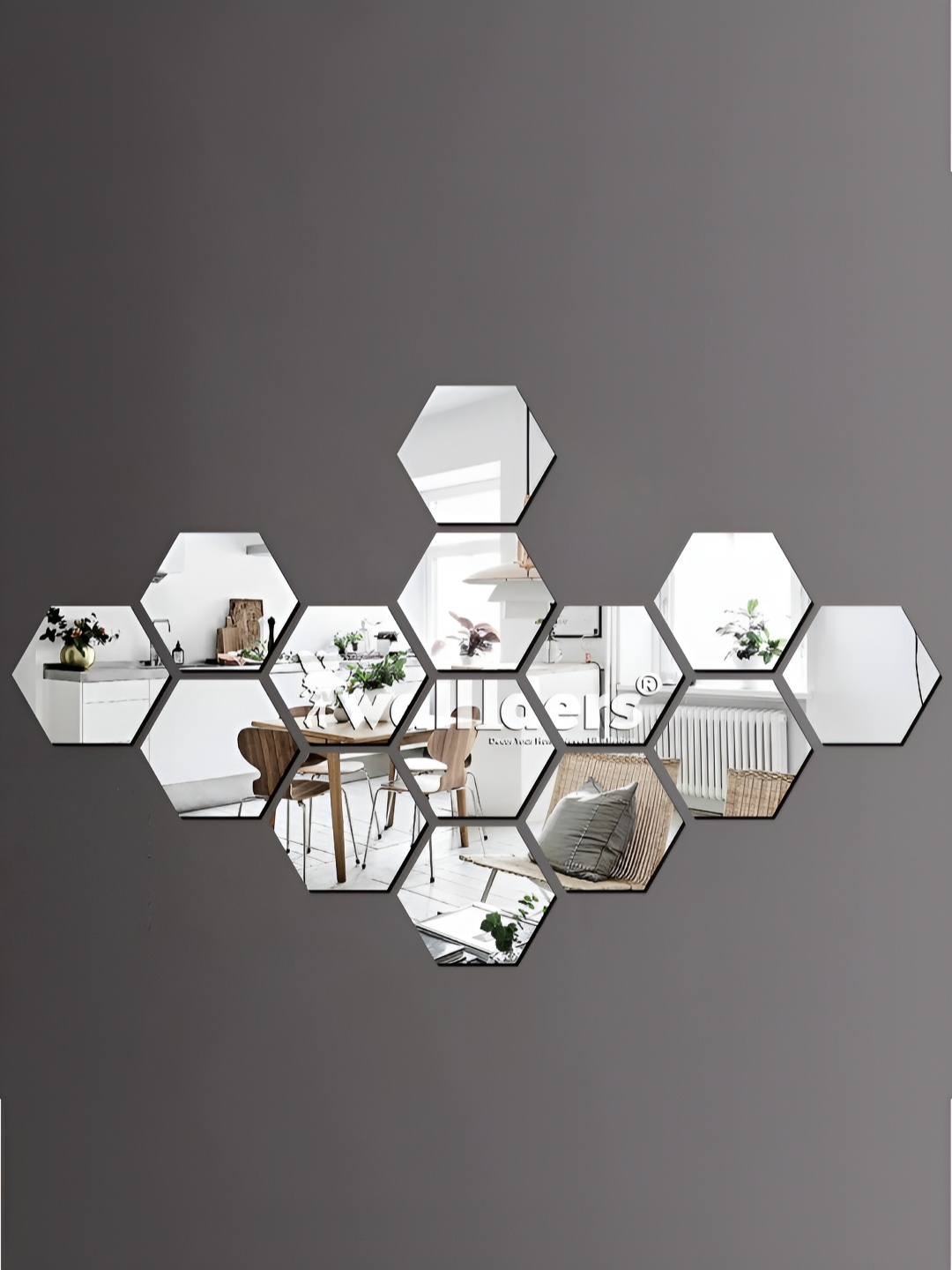 

Wall1ders Silver 14 Pieces Acrylic Mirror Wall Stickers