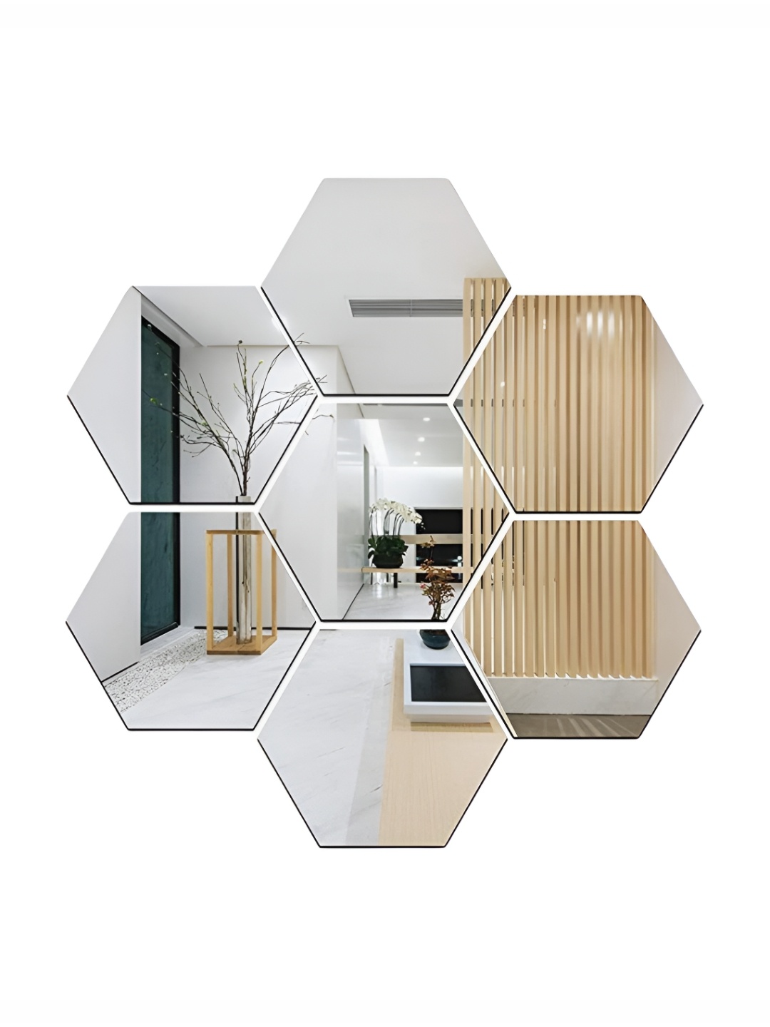 

Wall1ders 7-PCs Grey Hexagon Wall Stickers., Silver