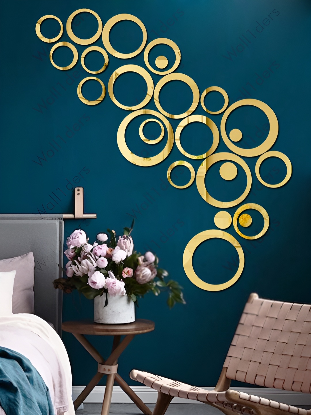 

Wall1ders Yellow Rings 6 Size Wall Stickers For Home & Offices., Gold