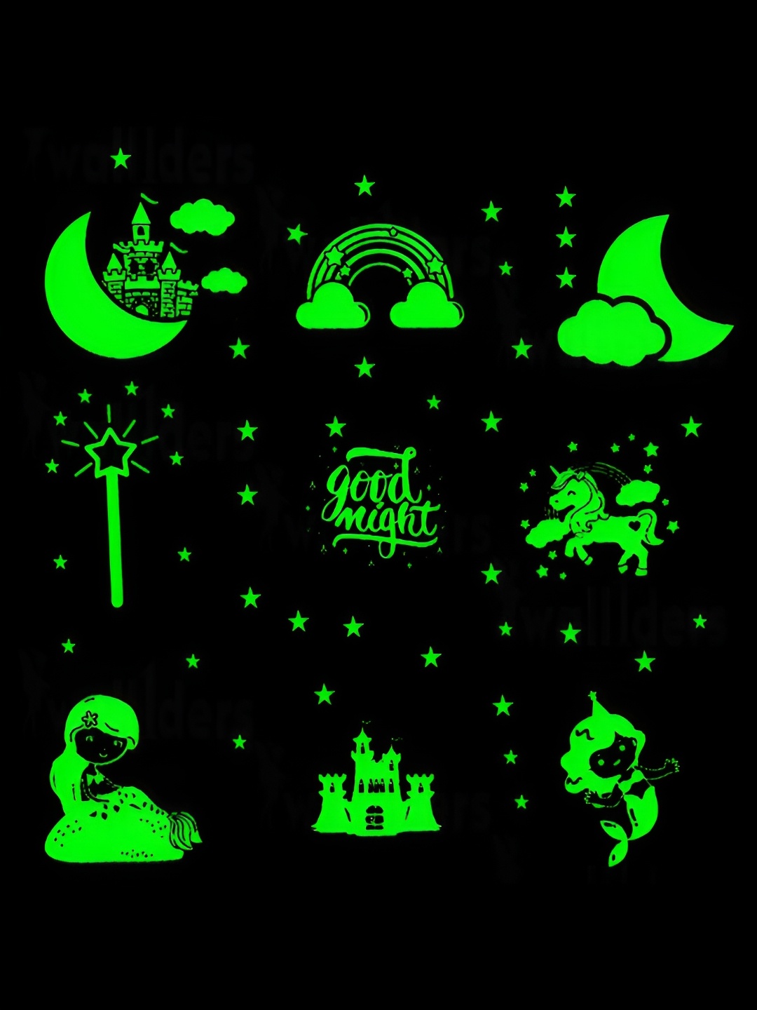 

Wall1ders 120 Pieces Green Radium Night Glow Wall Stickers