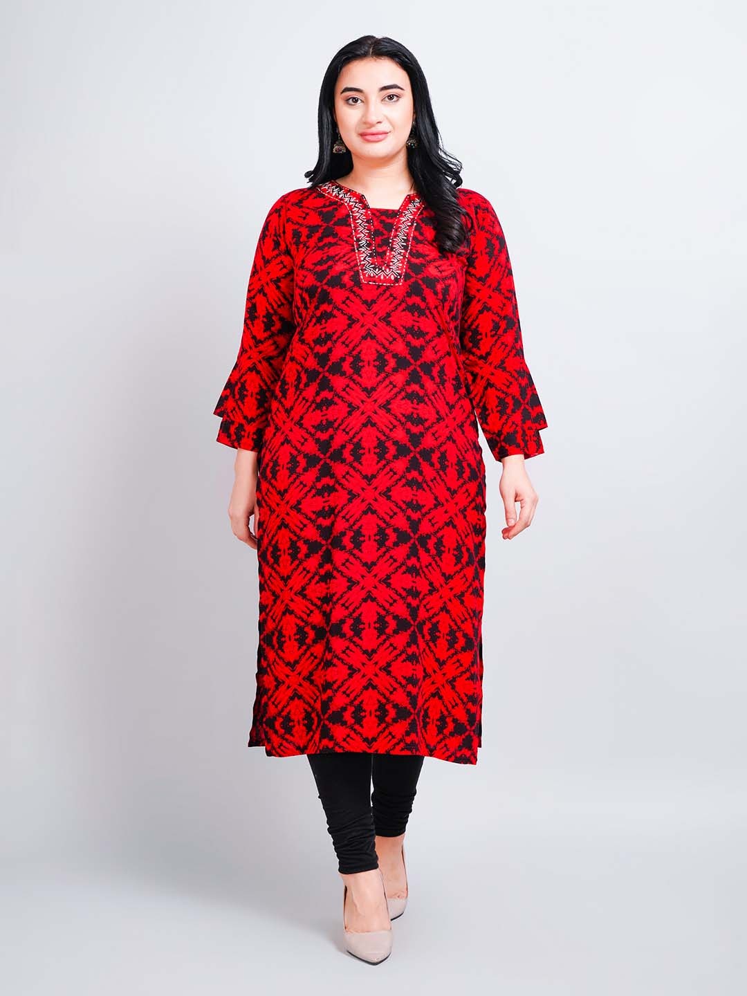 

Navgya Ethnic Motifs Printed Straight Modal Kurta, Red