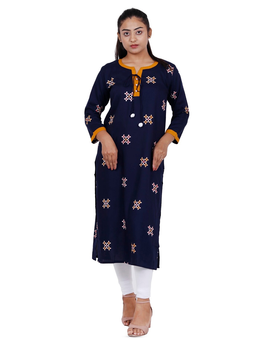 

NAVGYA Ethnic Motifs Printed Straight Kurta, Blue