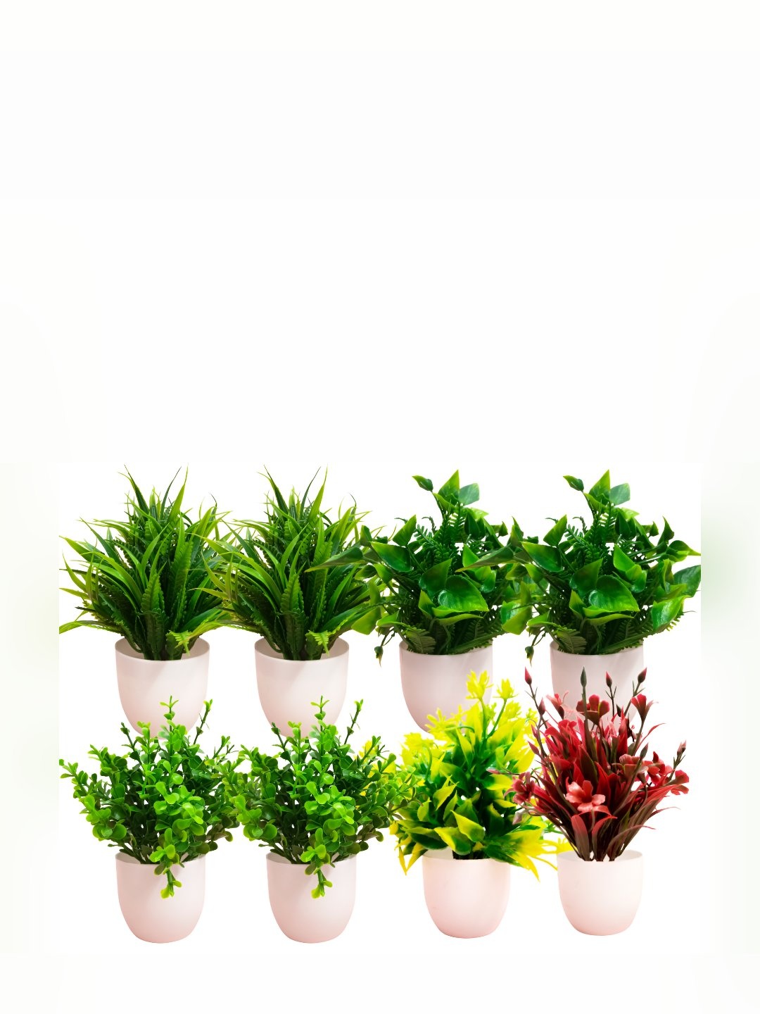 

Dekorly 8 Pieces Green & Red Eucalyptus Artificial Plant With Pot