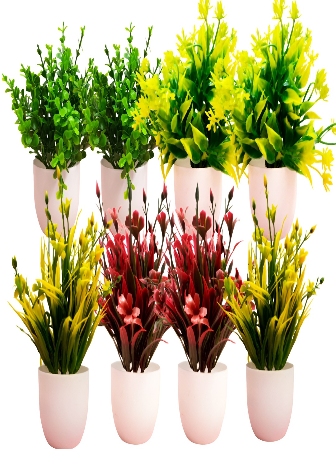 

Dekorly 8 Pieces Green & Red Eucalyptus Artificial Plant With Pot