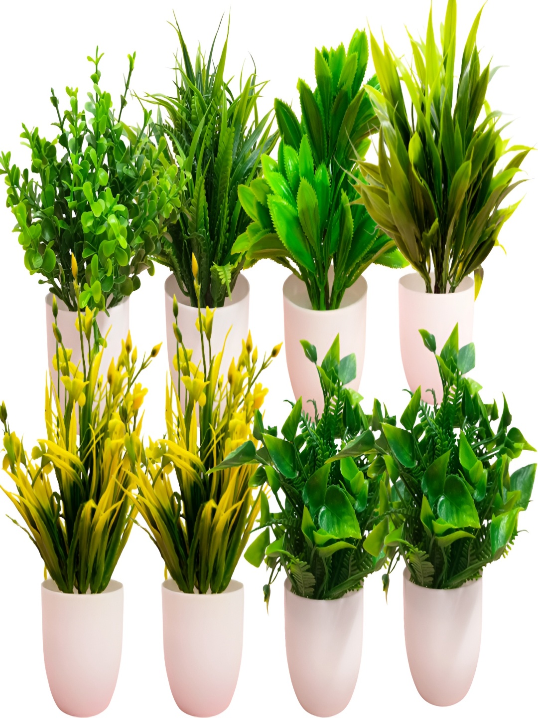 

Dekorly 8 Pieces Green & Yellow Eucalyptus Artificial Plant With Pot