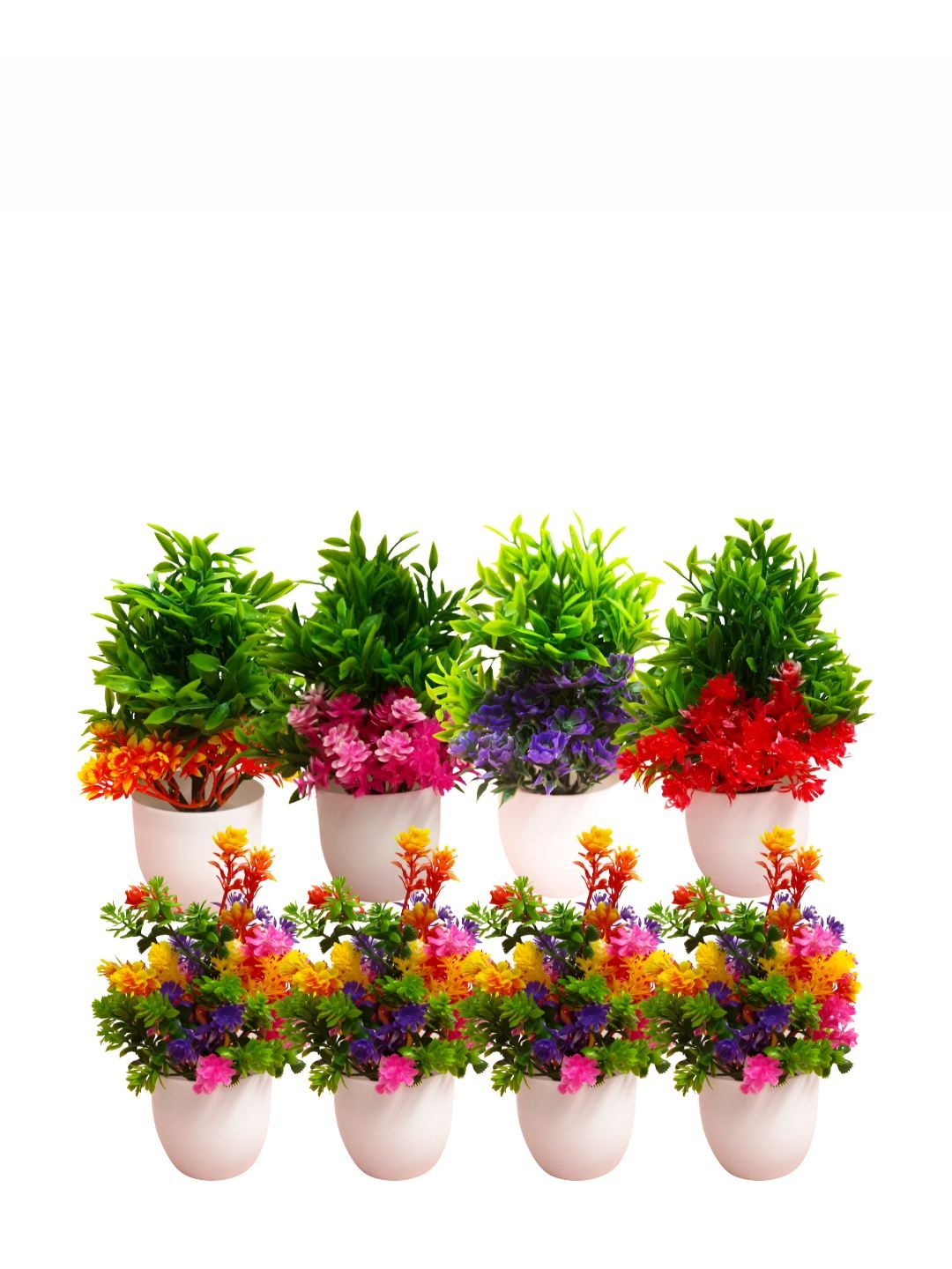 

Dekorly Green & Pink 8 Pieces Eucalyptus Artificial Plant With Pot