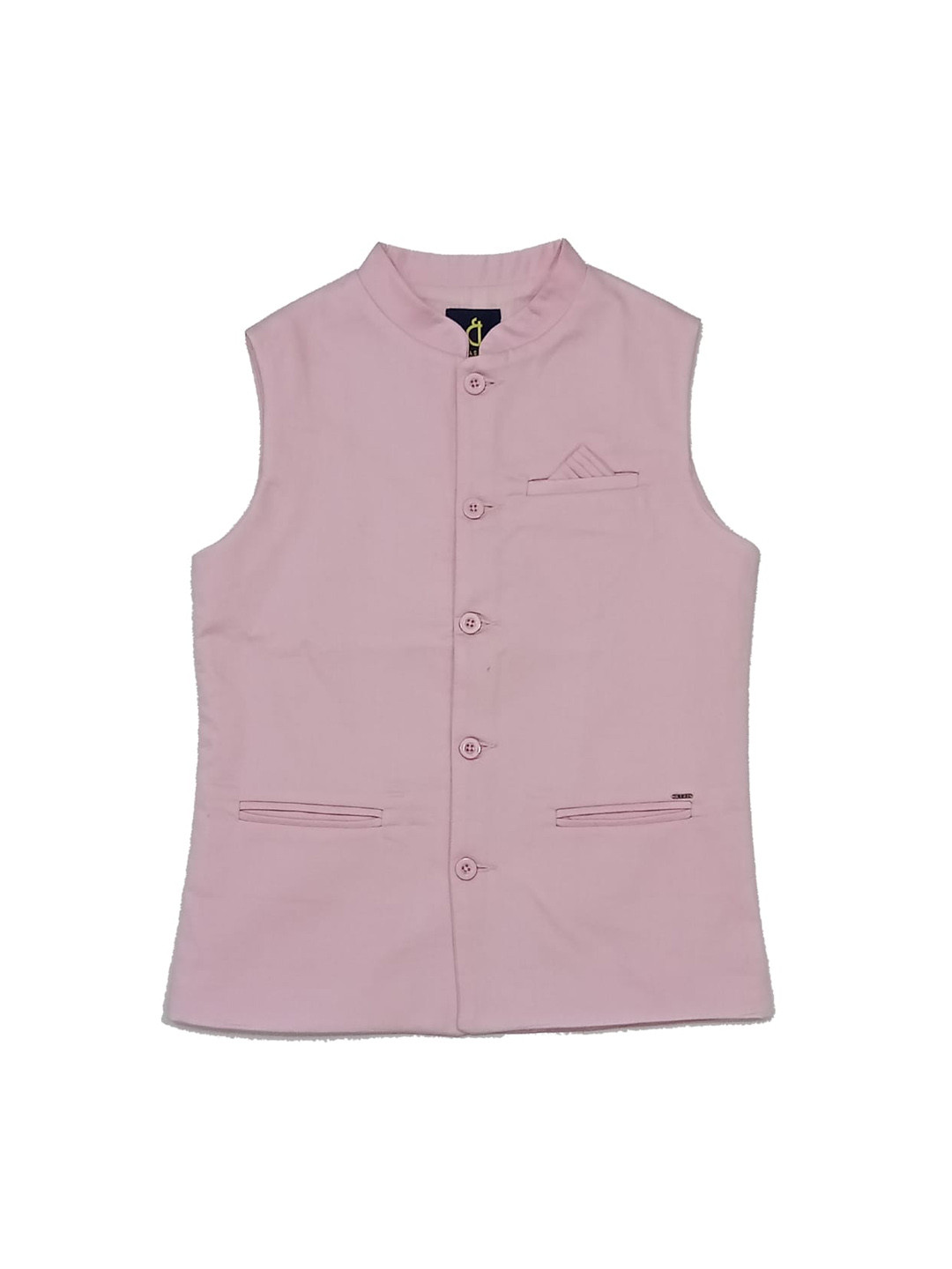

Gini and Jony Boys Mandarin Collar Cotton Nehru Jacket, Pink