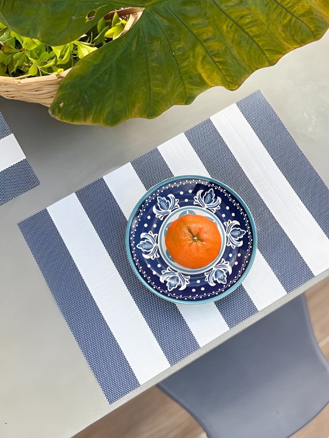 

YELONA Blue & White 4 Pieces Striped Rectangle Table Placemats