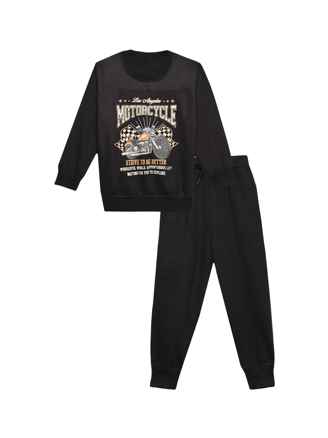 

VIMAL JONNEY Kids Printed Round Neck Tracksuit, Black