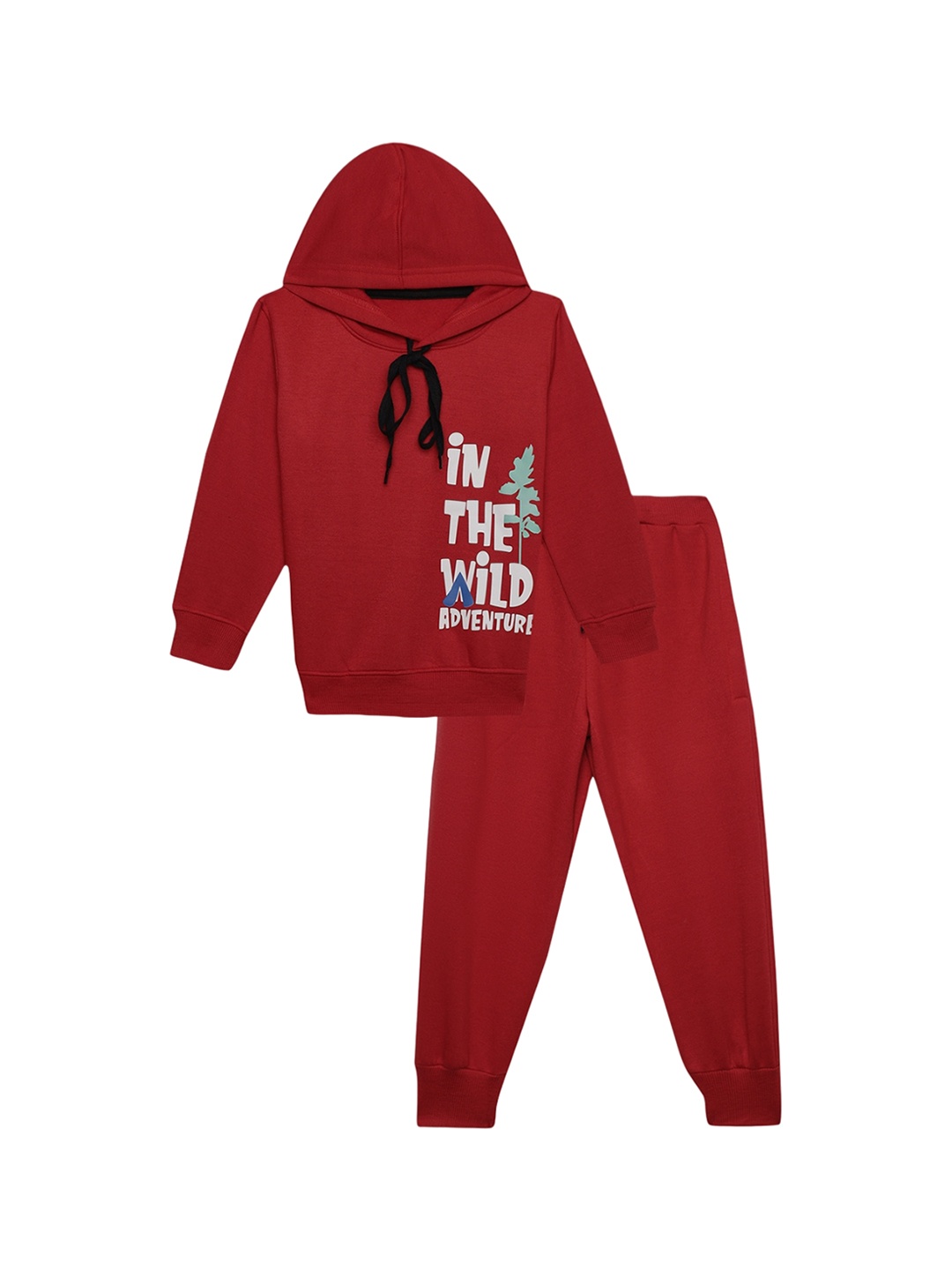 

VIMAL JONNEY Kids Printed Hooded Tracksuit, Maroon