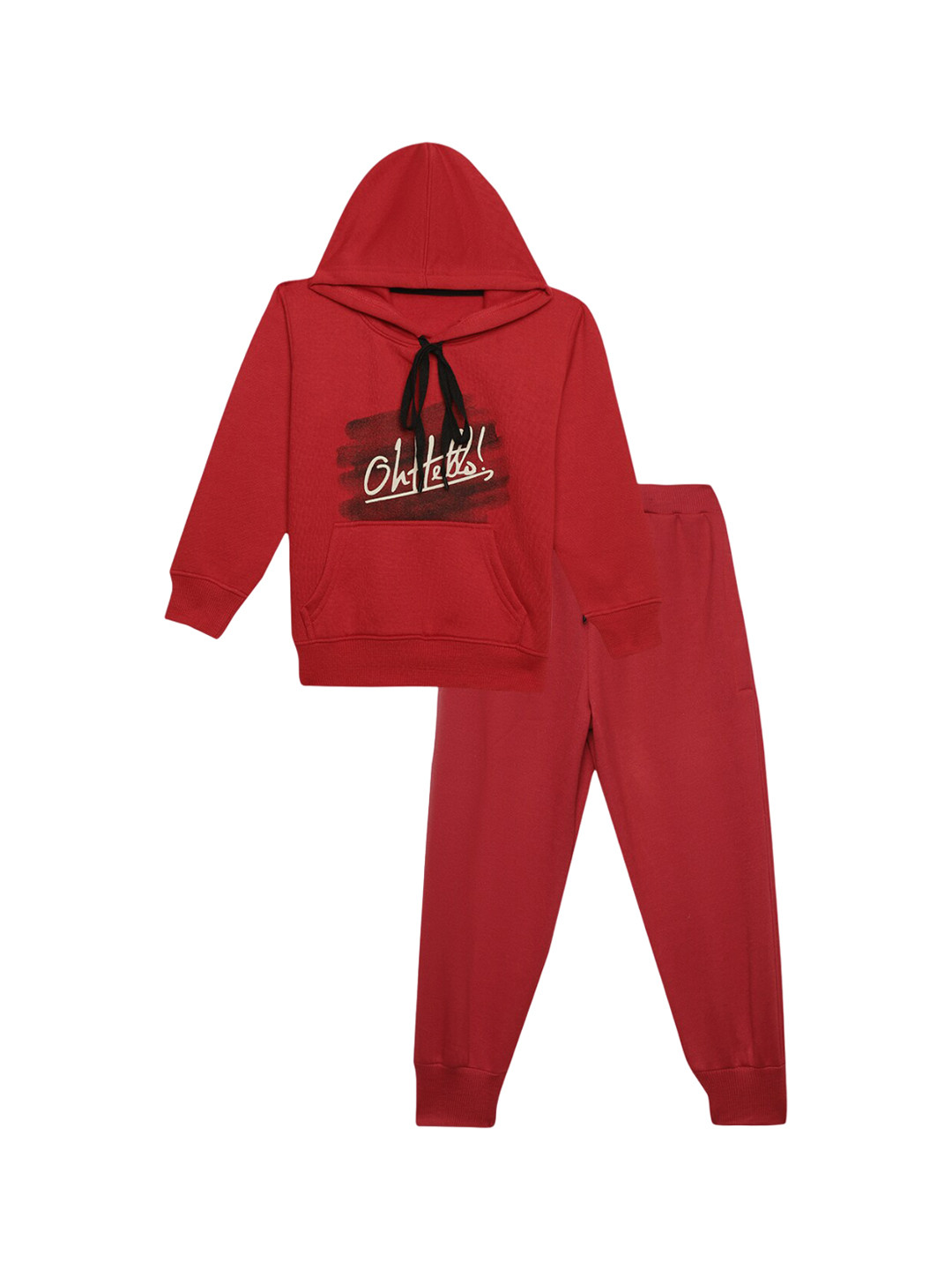 

VIMAL JONNEY Kids Printed Hooded Tracksuit, Maroon