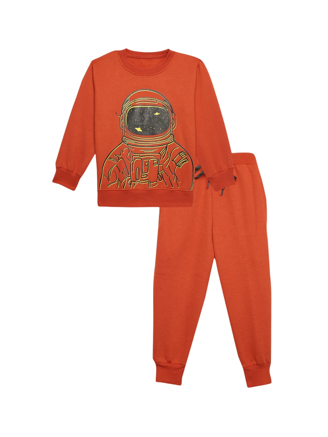 

VIMAL JONNEY Kids Printed Round Neck Tracksuit, Rust