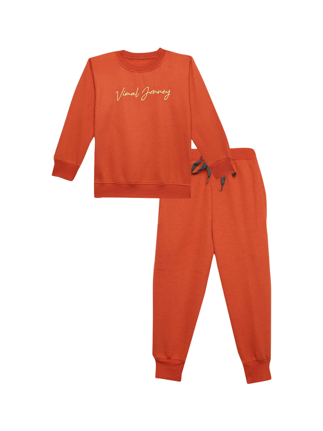 

VIMAL JONNEY Kids Printed Round Neck Tracksuit, Rust