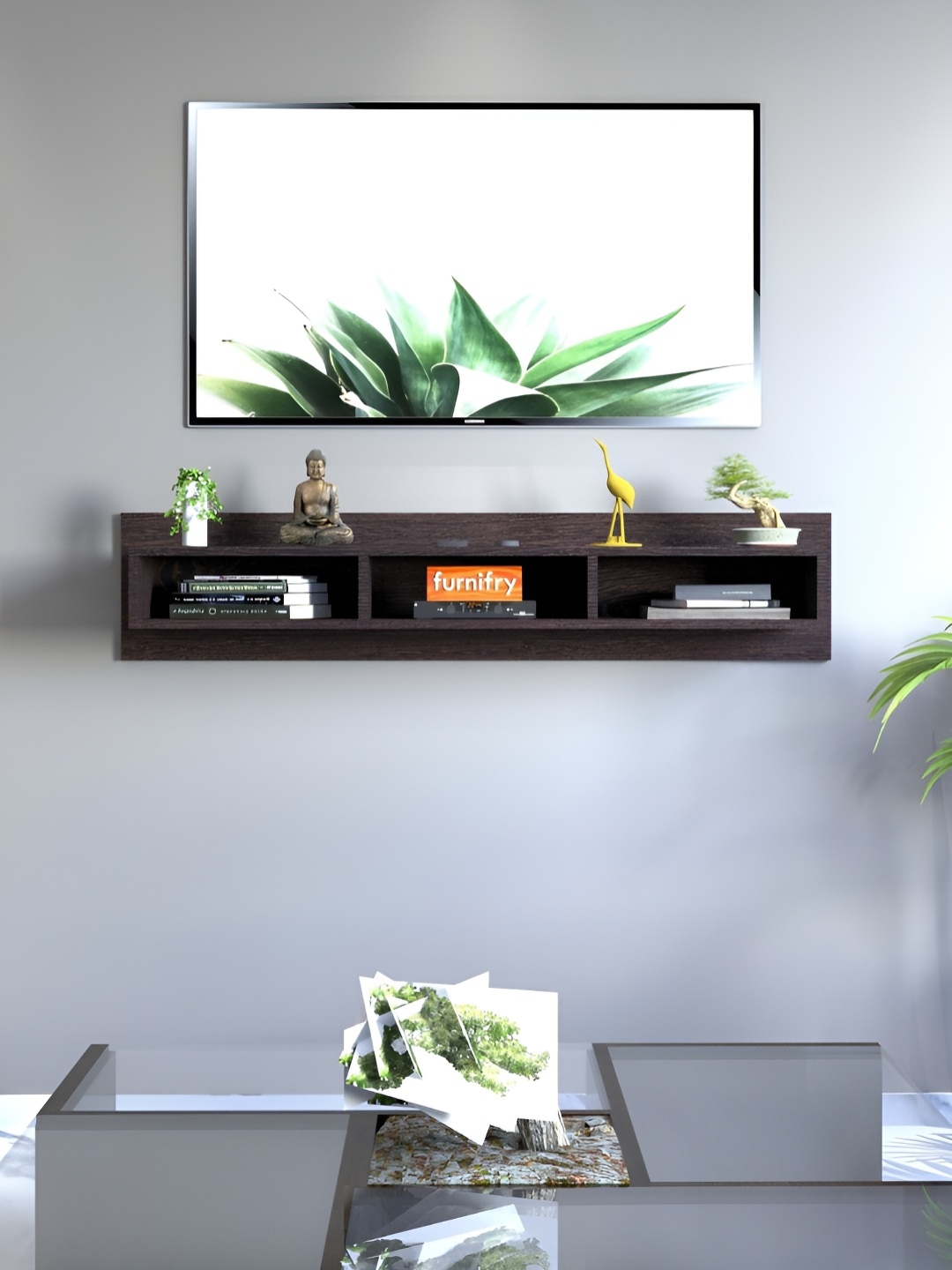 

Furnifry Brown Wooden Basic Wall Shelf