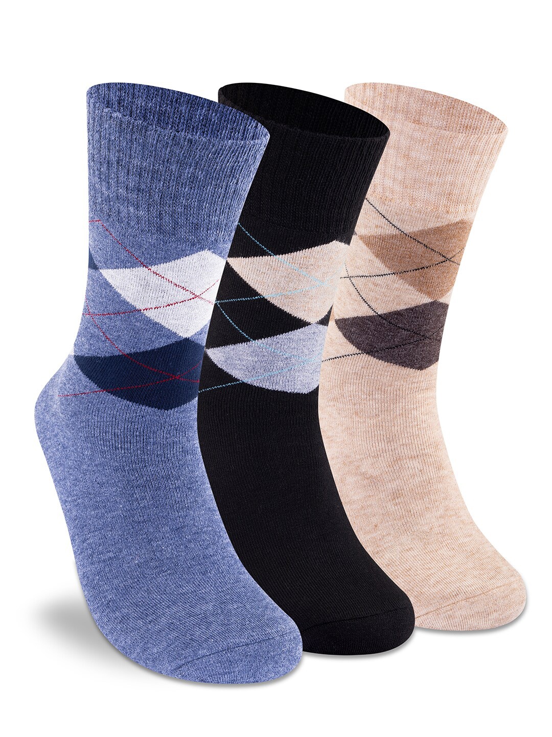 

Supersox Men Pack of 5 Patterned Cotton Calf Length Socks, Blue