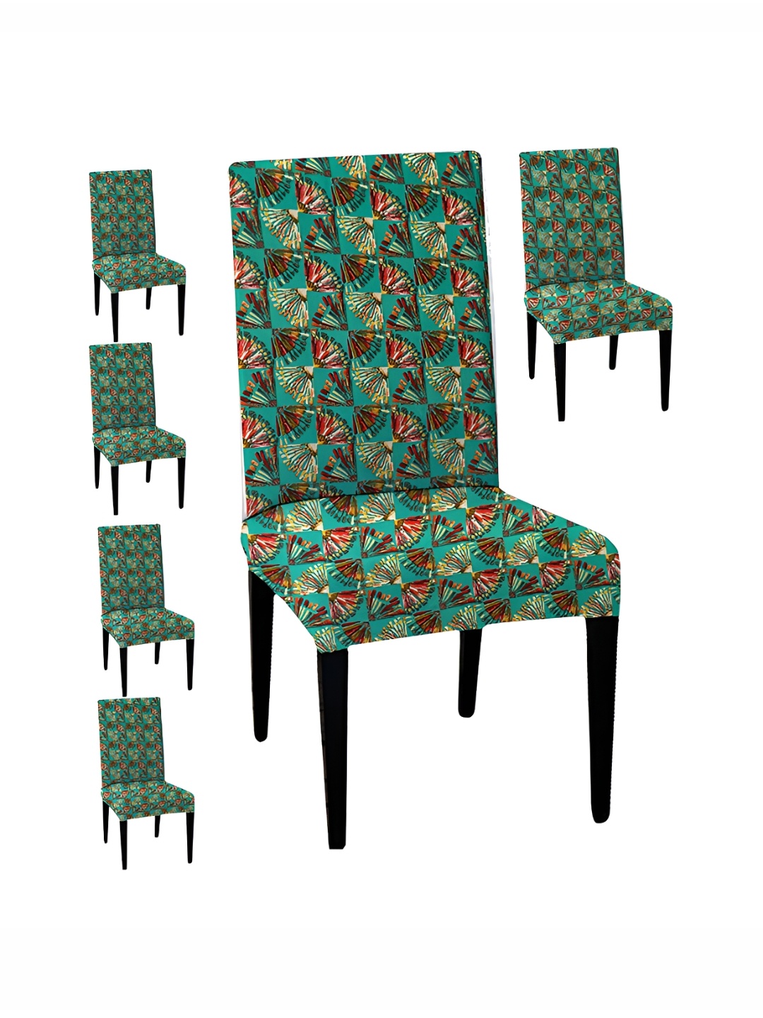 

Lazi 6 Pieces Green Abstract Printed Stretchable Dining Chair Covers