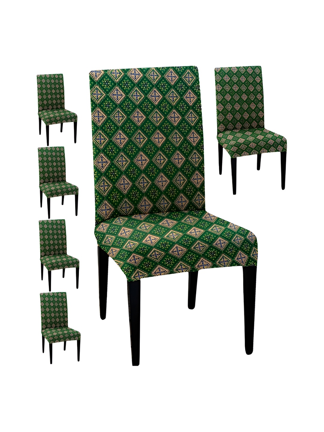 

Lazi 6 Pieces Green & Beige Printed Stretchable Dining Chair Covers