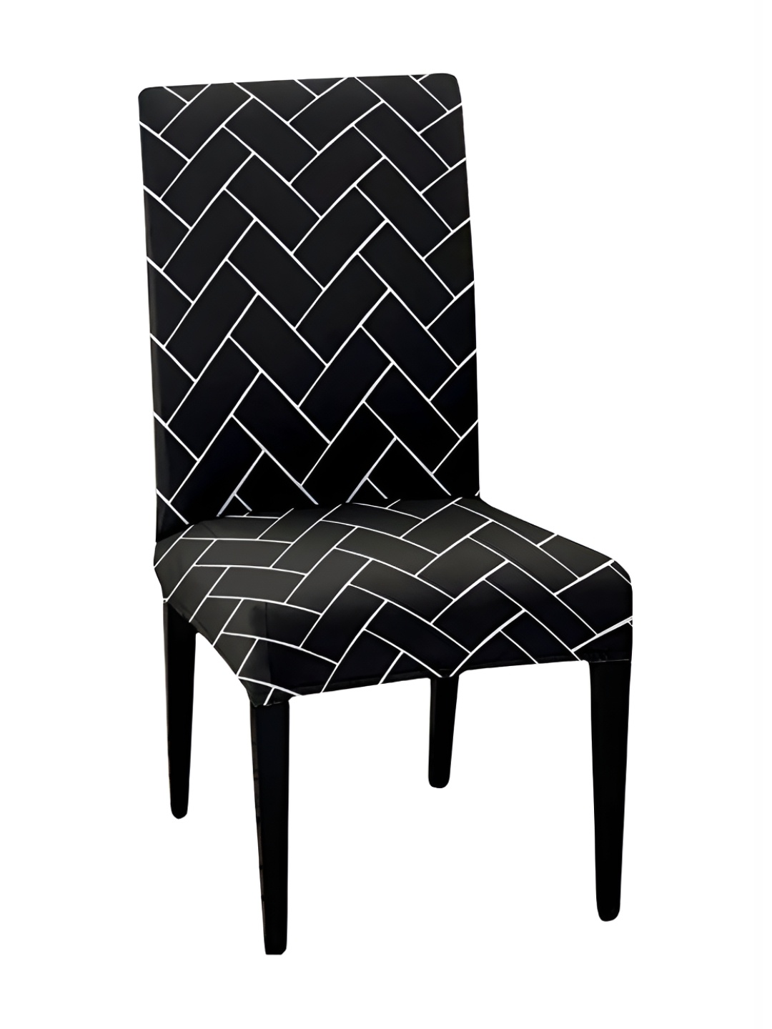 

Lazi 1 Piece Black & White Geometric Printed Stretchable Dining Chair Cover